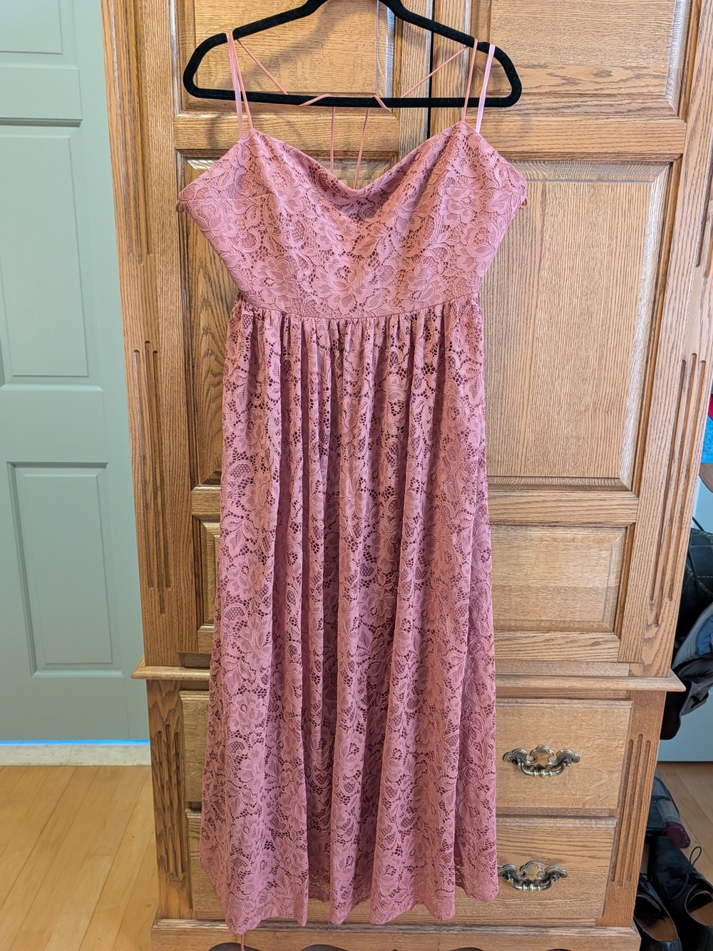 BHLDN Dusty Rose Lace Maxi Dress